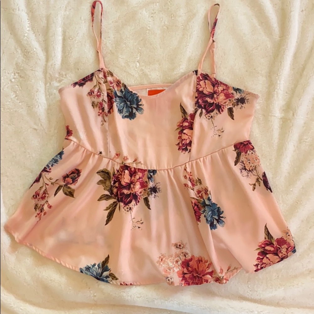 Chelsea and Violet Pink Floral Peplum Top XS